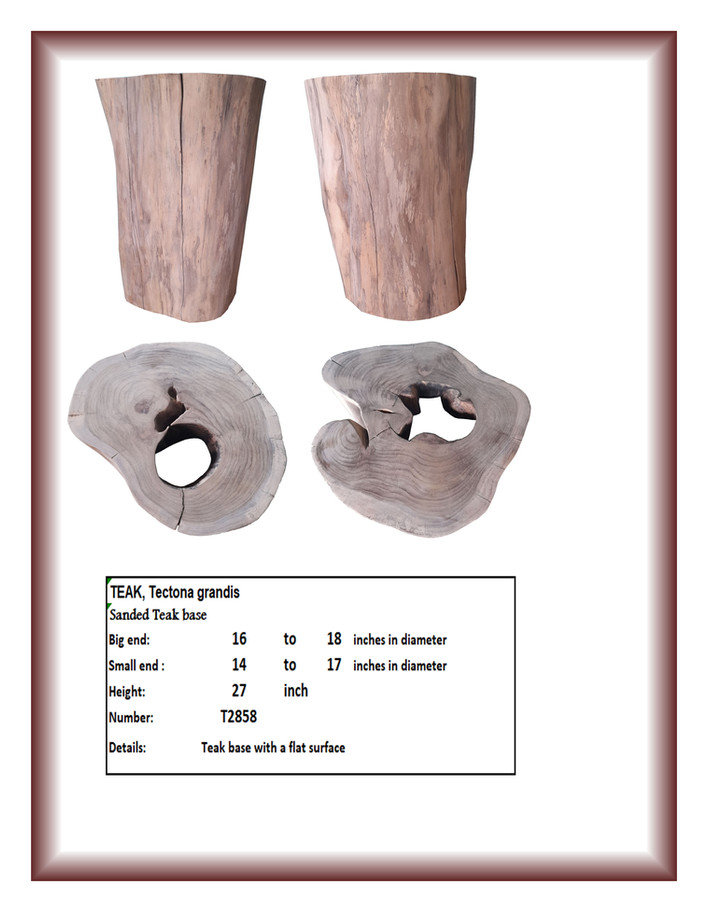 TEAK, Tectona grandis Sanded Teak Base T3080 with dimensions and details information.
