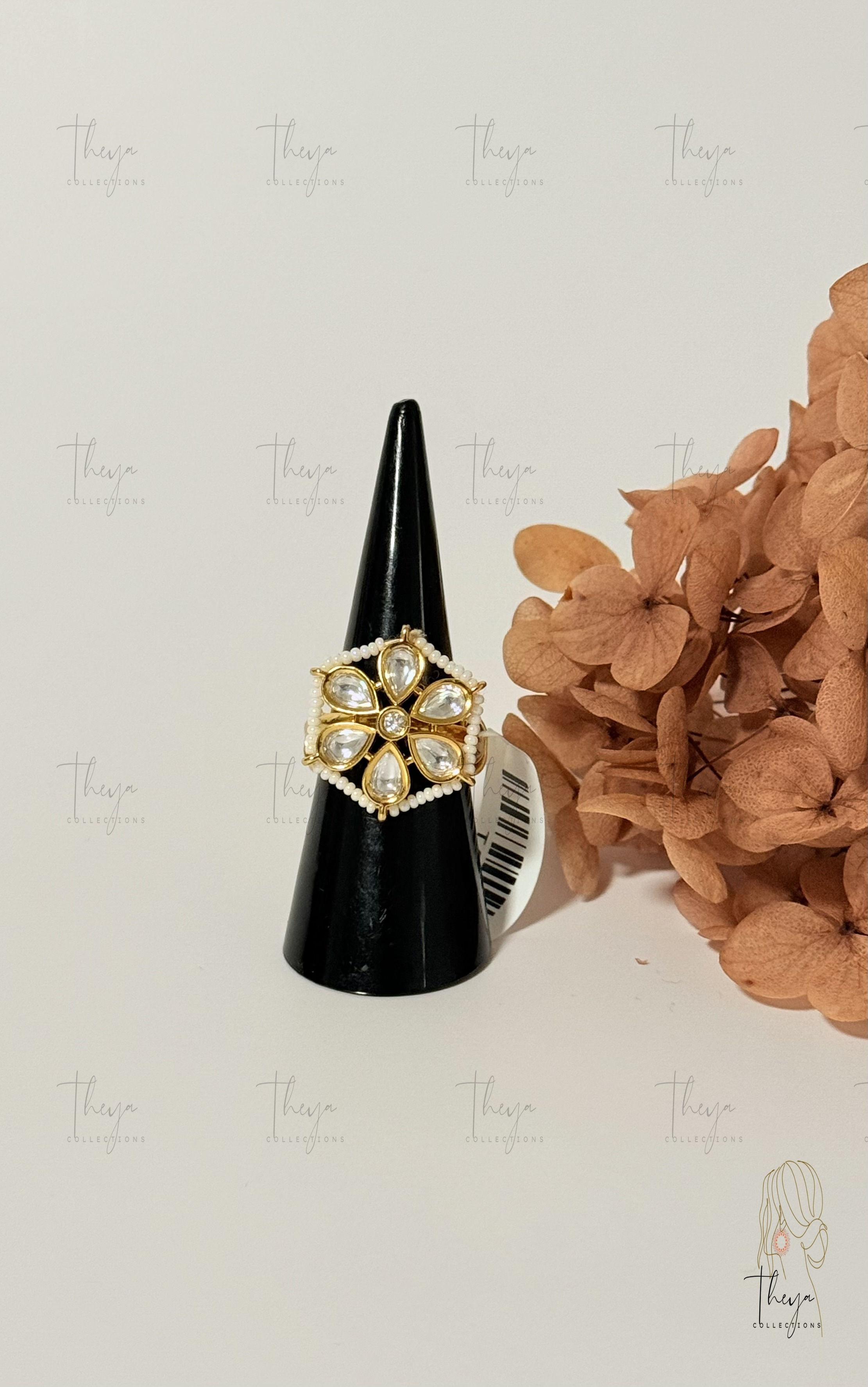 Gulzar - Kundan & Pearl Bloom Ring