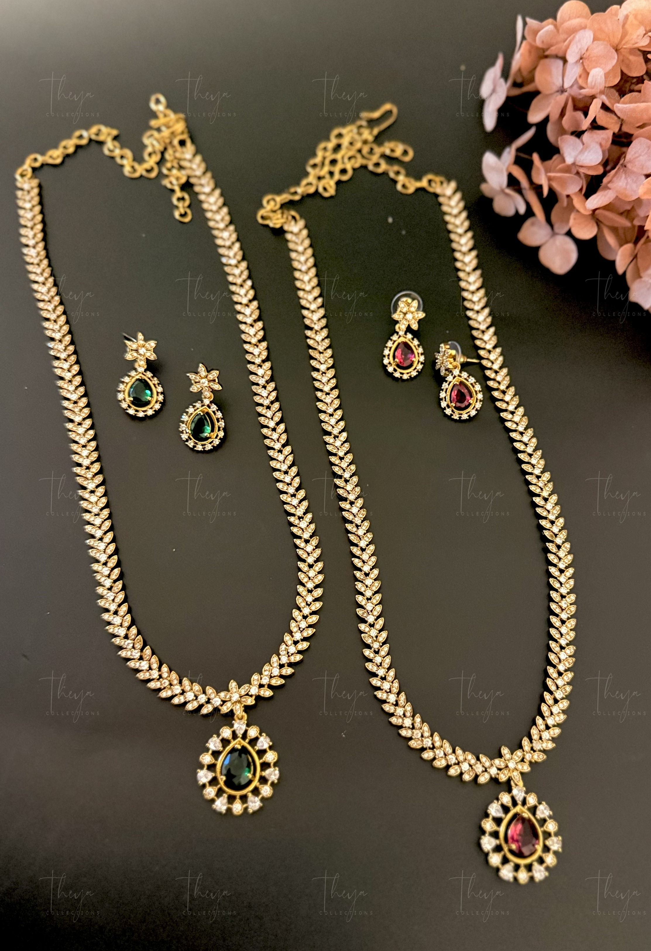 RatnaPatra Haar - Leafline Sparkle with a Royal Drop