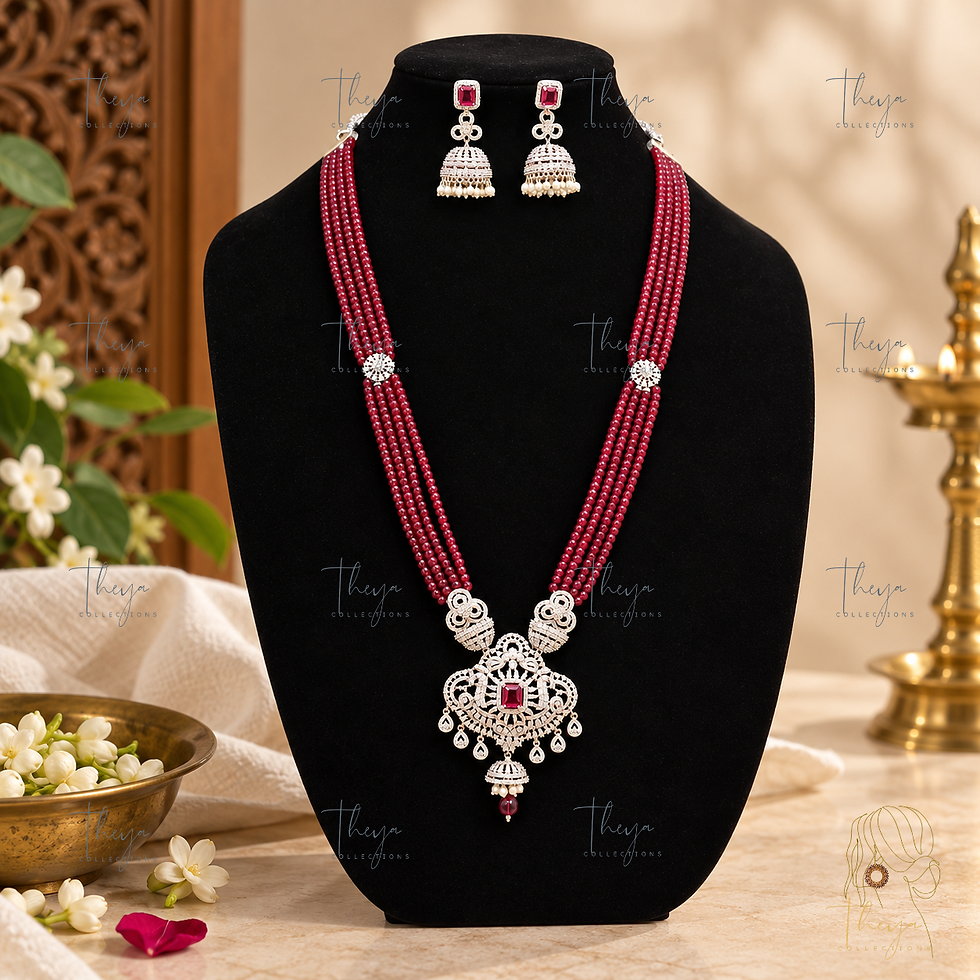 Thumbnail: Vallari - AD Bead Necklace & Earring Set