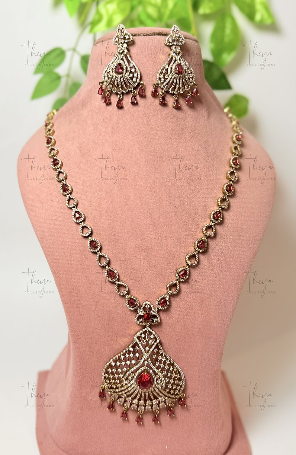 Thumbnail: Raktimaya - Regal AD Pendant Necklace Set
