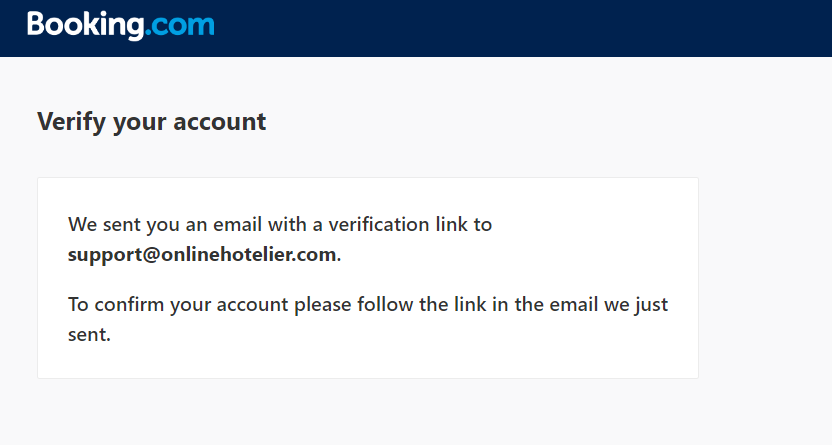 booking com verification page