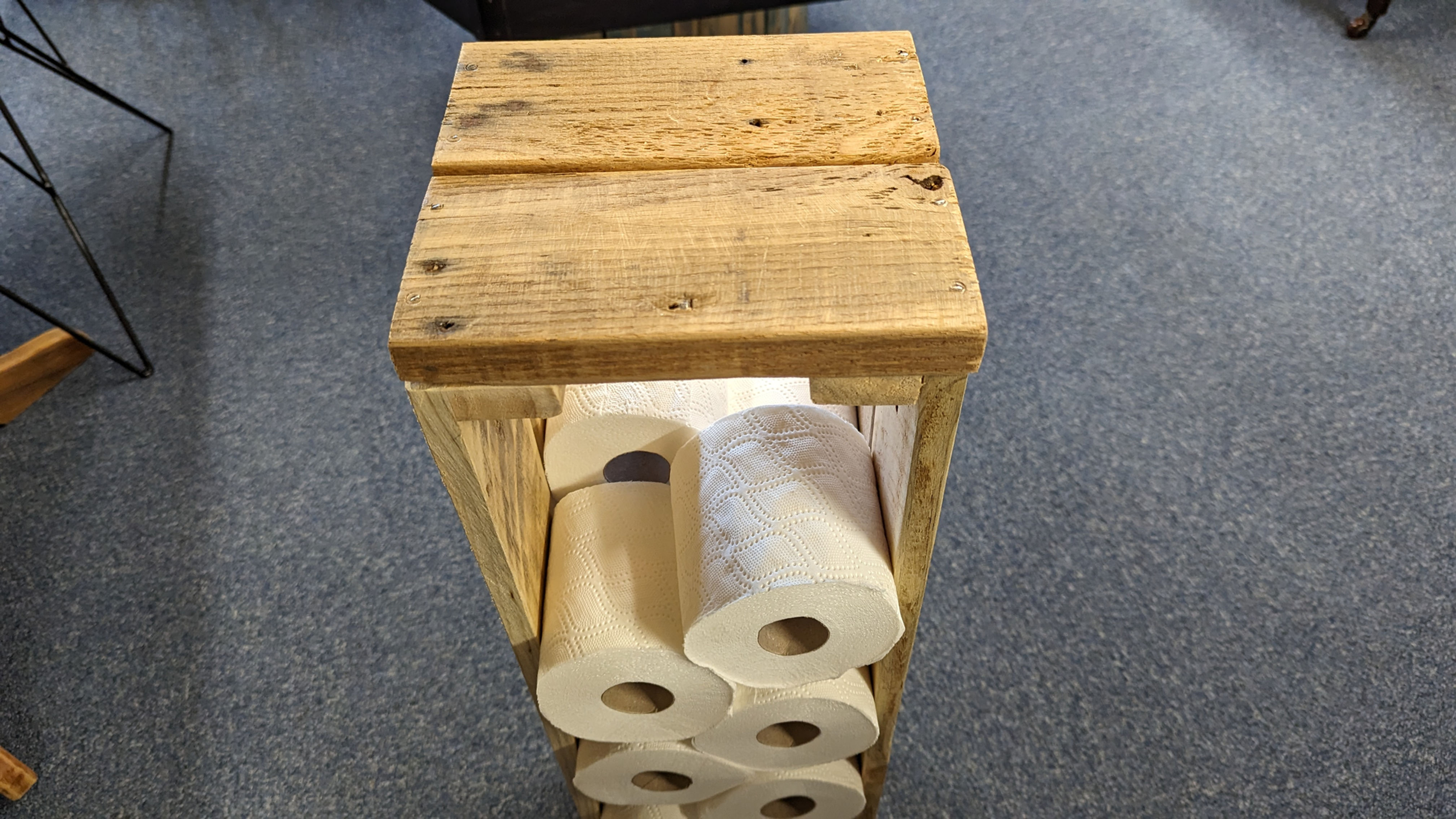Reclaimed wood free standing Toilet roll holder (Holds 20 rolls)