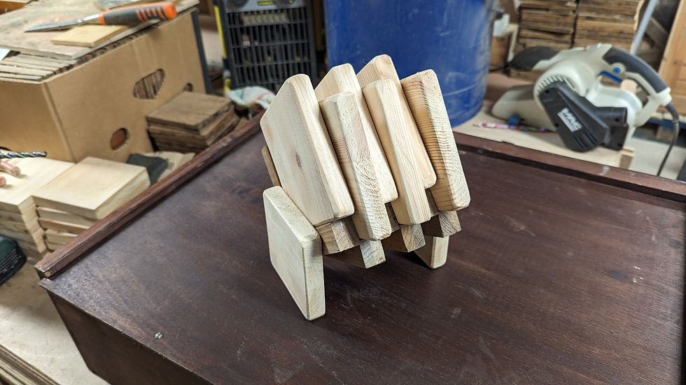 Thumbnail: 6 Wooden Drink coasters with own Holder