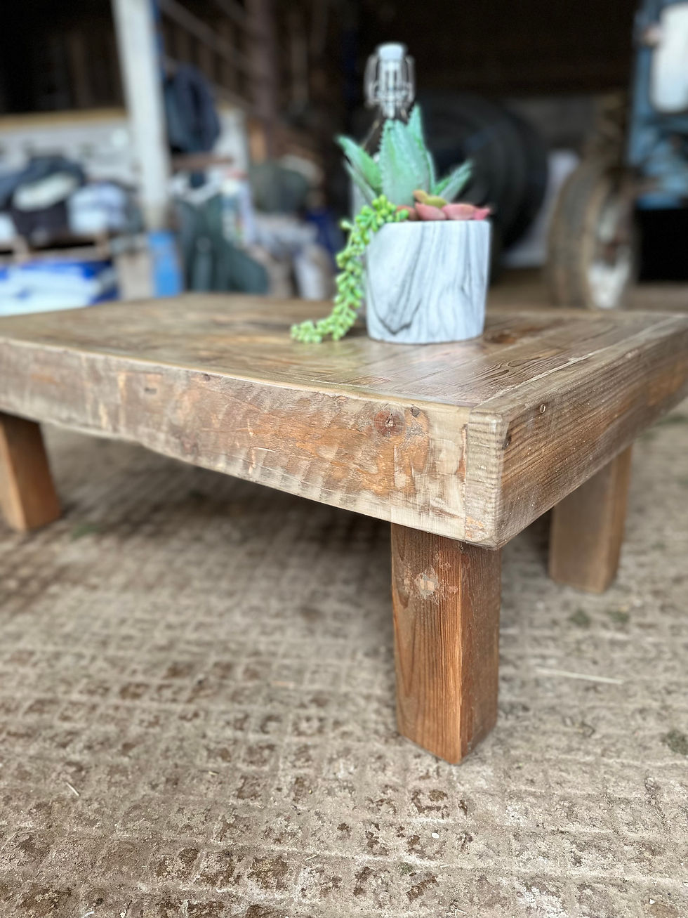 Thumbnail: Random recycled wooden pieces top coffee table