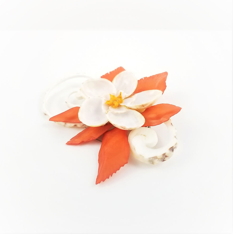 Thumbnail: RARE 1940's Natural Shell Large Brooch