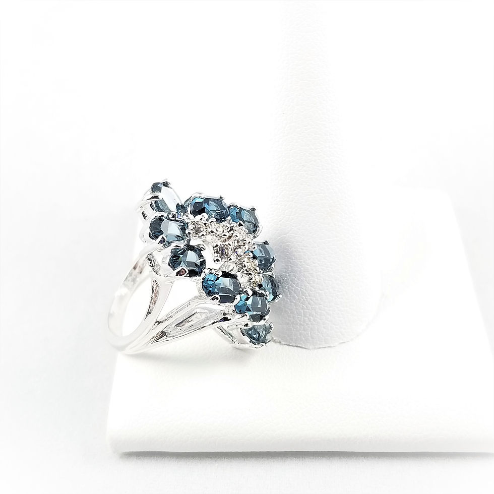 Thumbnail: Sterling Plate Blue & Clear CZ Waterfall Ring