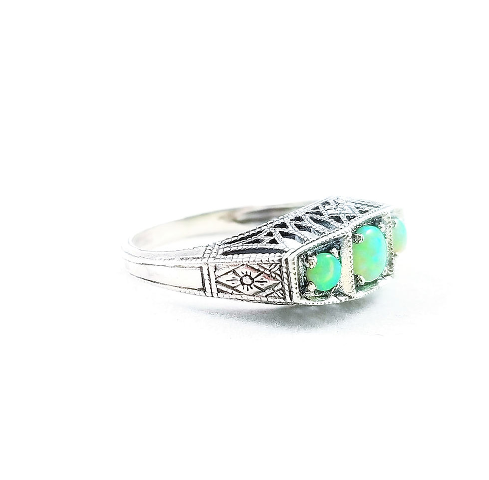 Thumbnail: Sterling Silver & Opal Art Deco Style Ring