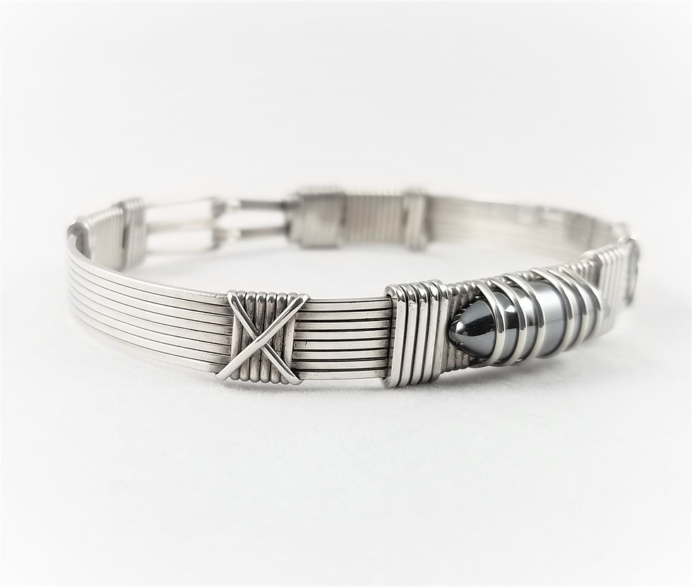 Thumbnail: Artisan Sterling Silver Hematite Bracelet