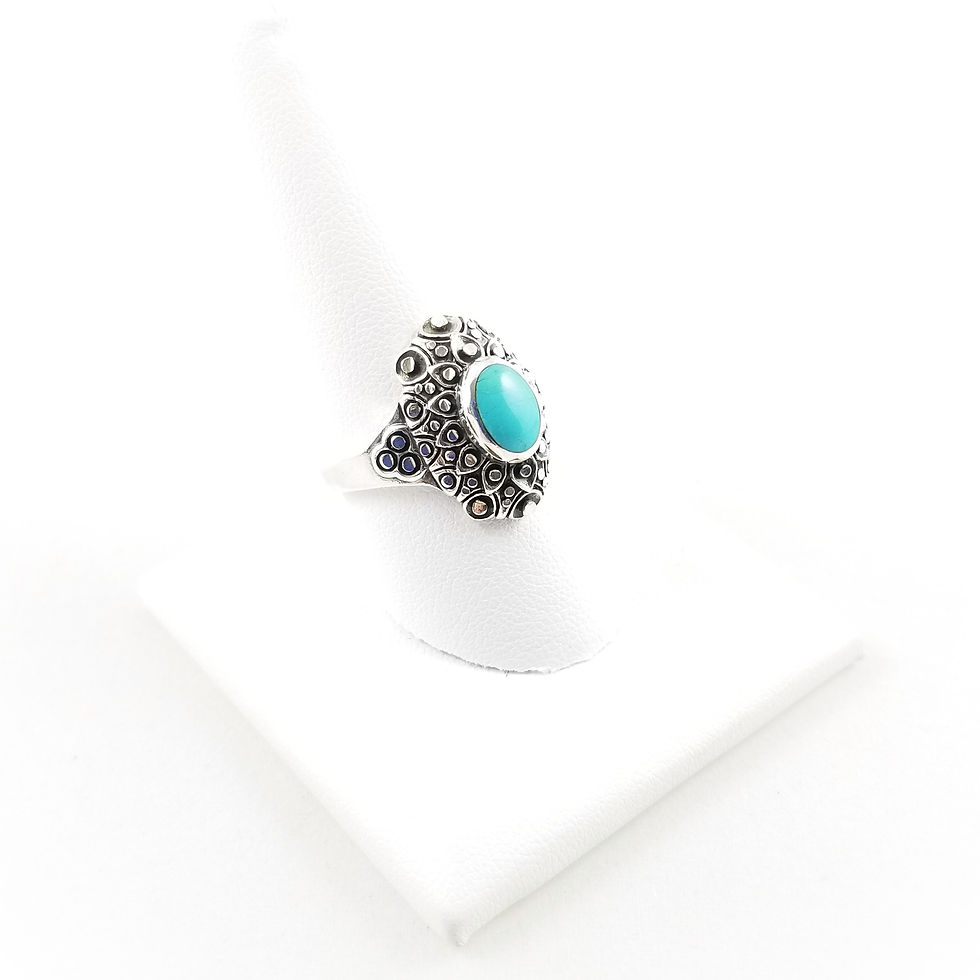 Thumbnail: Dotted Sterling Silver & Robins Egg Turquoise Ring