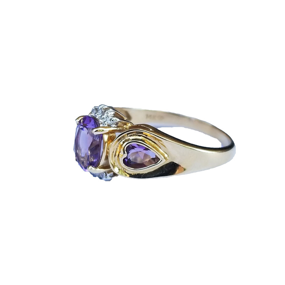 Thumbnail: 14k Amethyst & White Sapphire Heart Ring