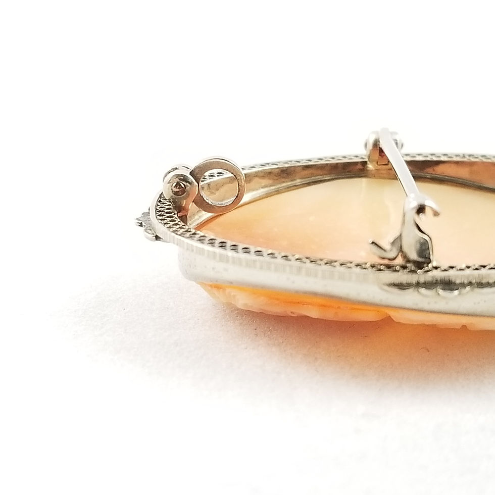 Thumbnail: Art Deco 14k Shell & Diamond Cameo
