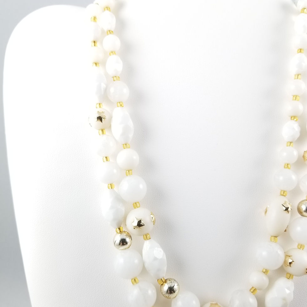 Thumbnail: 1950's W. German Glass & Resin Bead Necklace