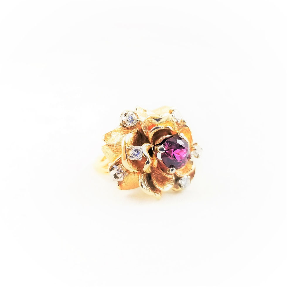 Thumbnail: 14k Natural NO Heat Pink Sapphire and Diamond Cocktail Ring