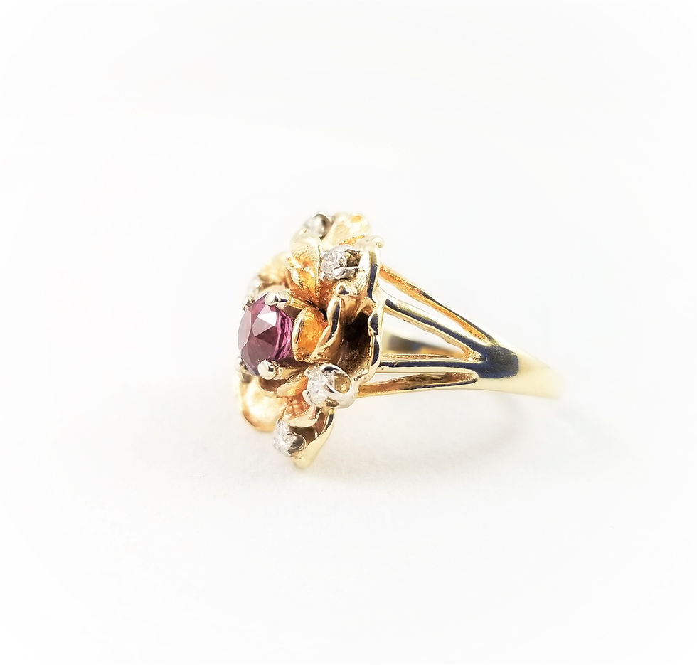 Thumbnail: 14k Natural NO Heat Pink Sapphire and Diamond Cocktail Ring