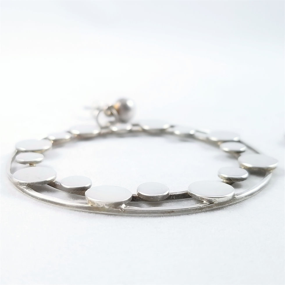 Thumbnail: Large Vintage Artisan Sterling Earrings