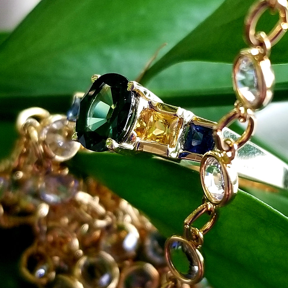 14k Tourmaline, Sapphire & Citrine Ring