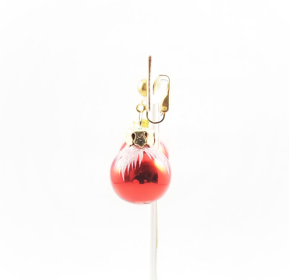 Thumbnail: Vintage Red Glass Ornament Earrings