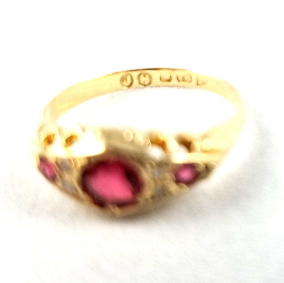 Thumbnail: RARE 18k Victorian Natural NO Heat Ruby & Diamond Ring