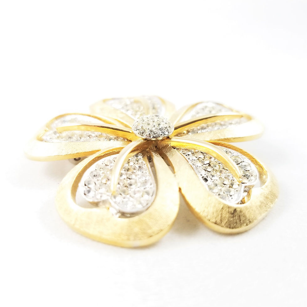 Thumbnail: 1940's Coro Pave' Crystal Flower Brooch