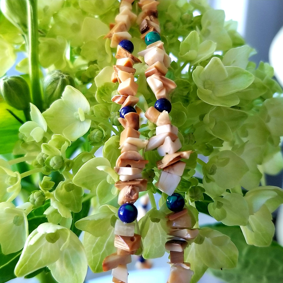 Thumbnail: Vintage Shell & Azure-Malachite Bead Necklace