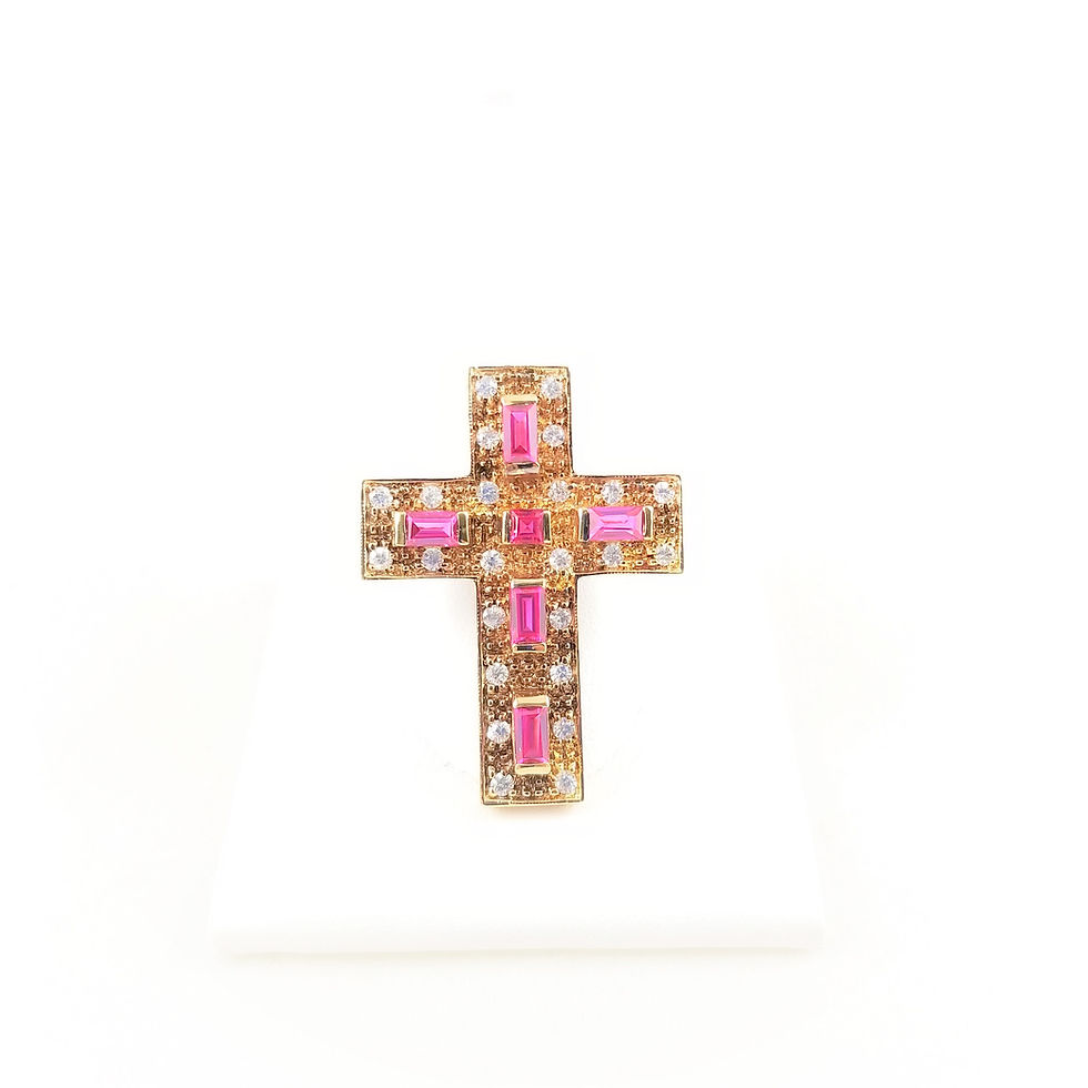 Thumbnail: Sterling Gold Plate Crystal Cross Slider Pendant
