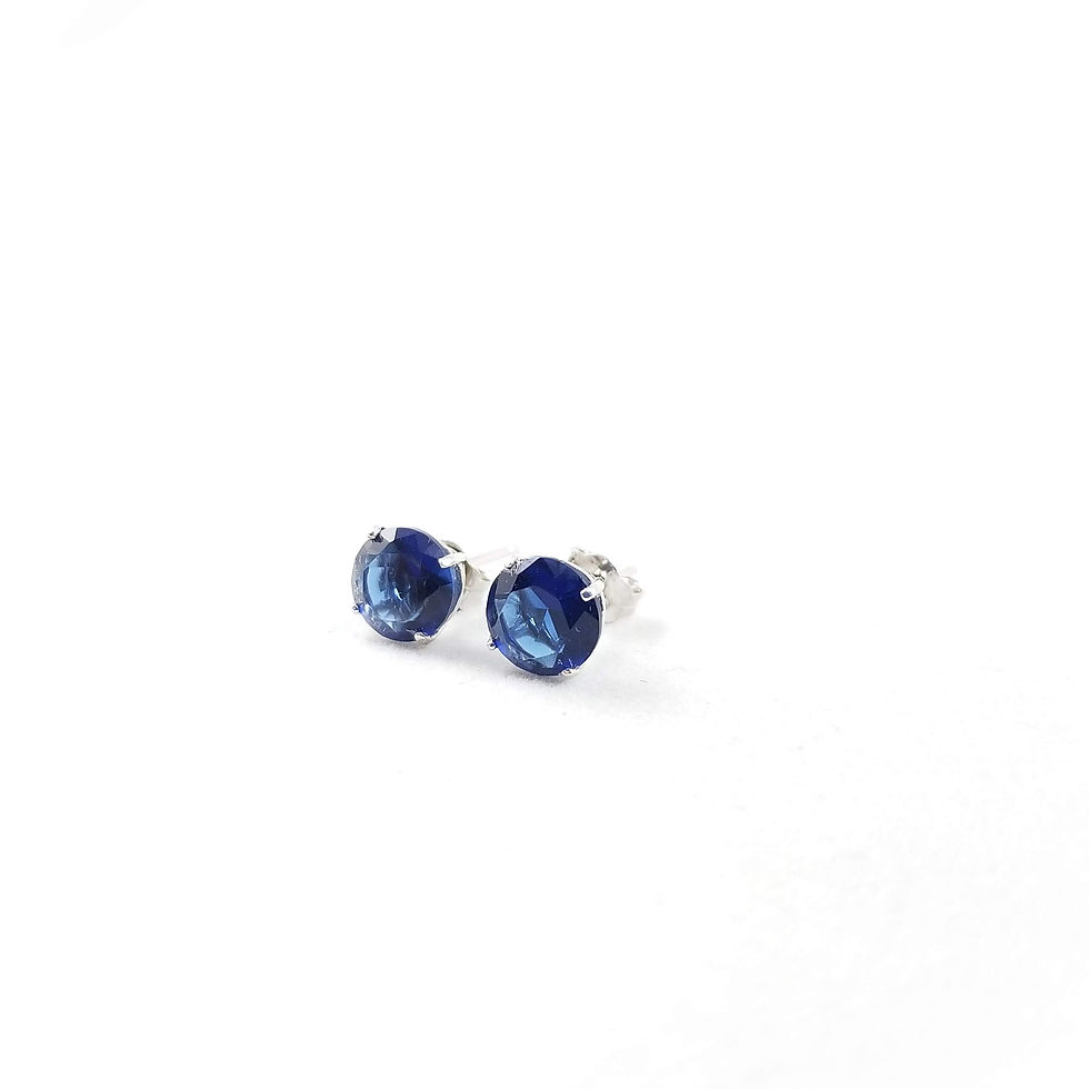 Thumbnail: Sterling Lab Created Sapphire Stud Earrings