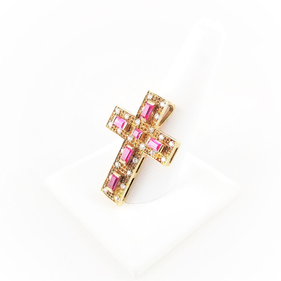 Thumbnail: Sterling Gold Plate Crystal Cross Slider Pendant