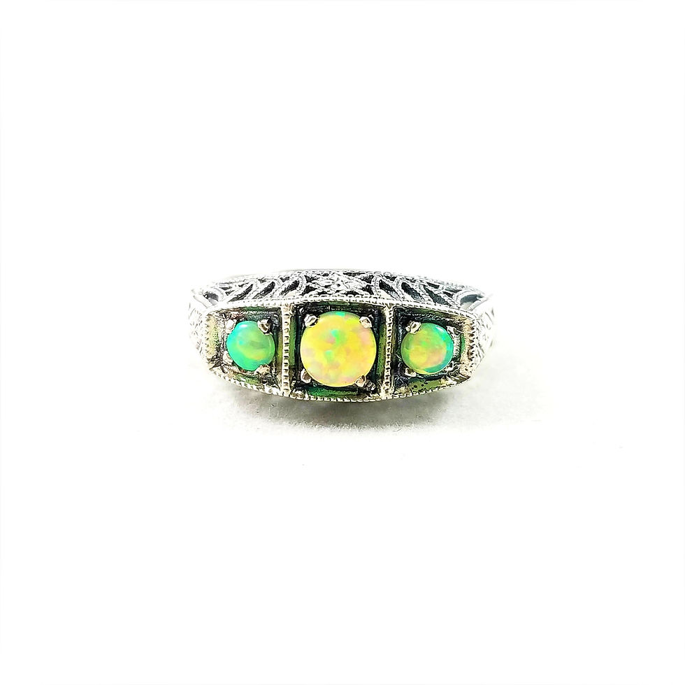Thumbnail: Sterling Silver & Opal Art Deco Style Ring