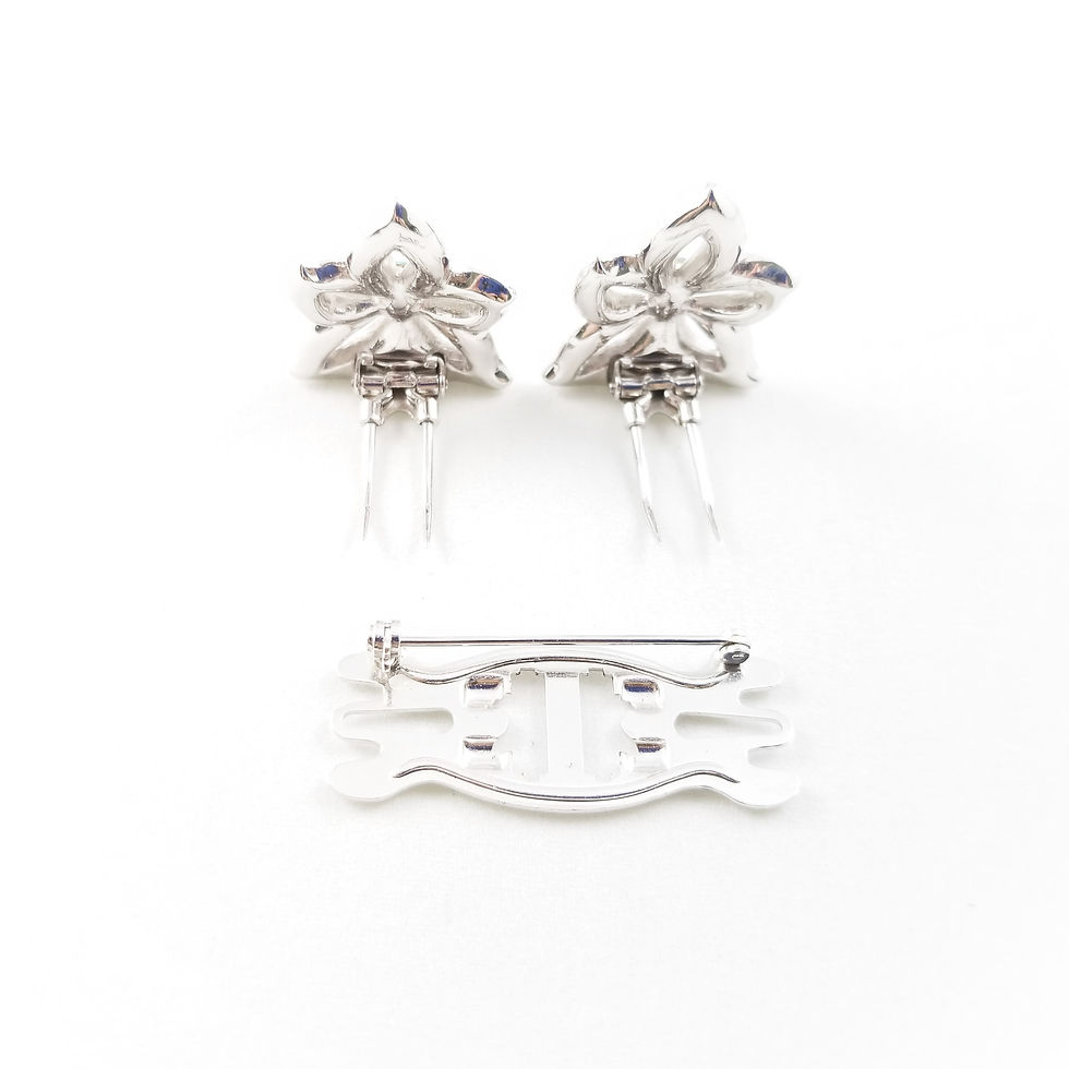 Thumbnail: Vintage Stainless Steel Paste Heavy Coat / Fur Brooch Conversion Pins