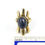 Thumbnail: Vintage Brass Artisan Crafted Sodalite Avant Garde Ring