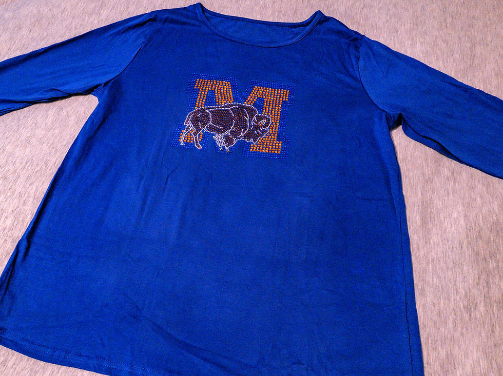 Thumbnail: Women's Blue 3/4 Sleeve Milby Alumni Bling Tee