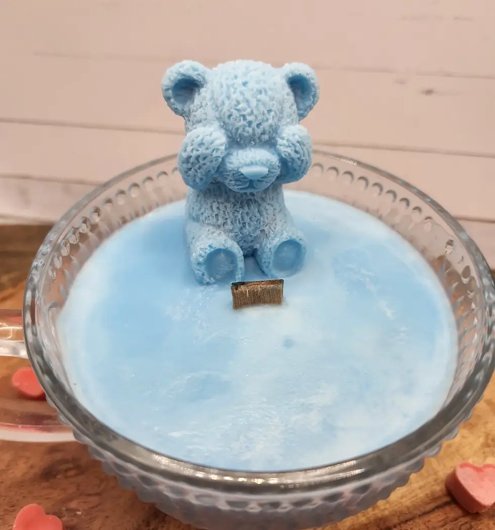 Thumbnail: Oh, Sweet Baby Boy Candle with Peek-a-boo  Teddy Bear