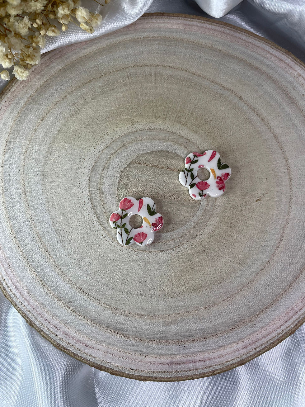 Miniature : Boucles d’oreilles « Iris », imprimé floral 