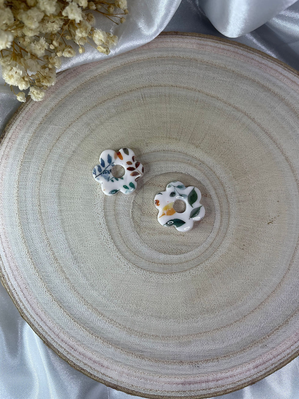 Miniature : Boucles d’oreilles « Iris », imprimé floral 