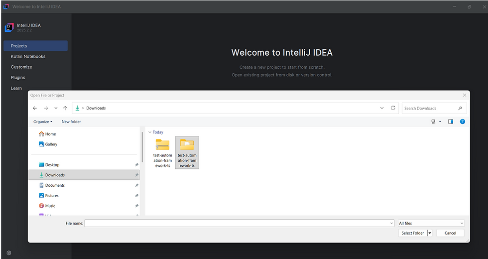Open Project Folder in IntelliJ
