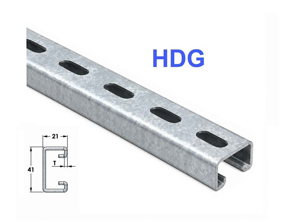 Unistrut Channel 41x21 mm x 2mm Thick Hot Dip Galvanized Slotted