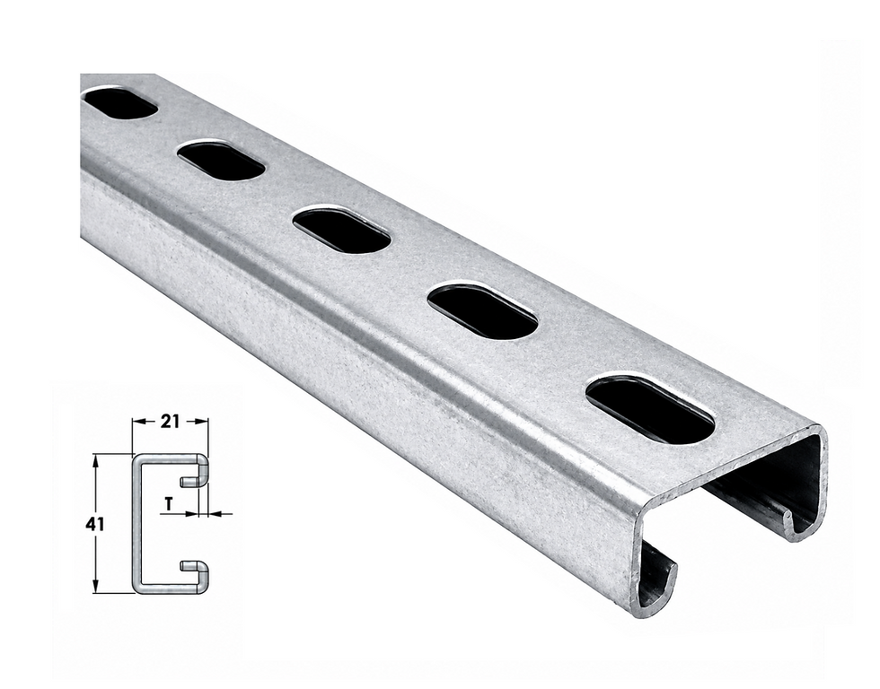 Unistrut Channel 41x21 mm x 2mm Thick Galvanized Slotted