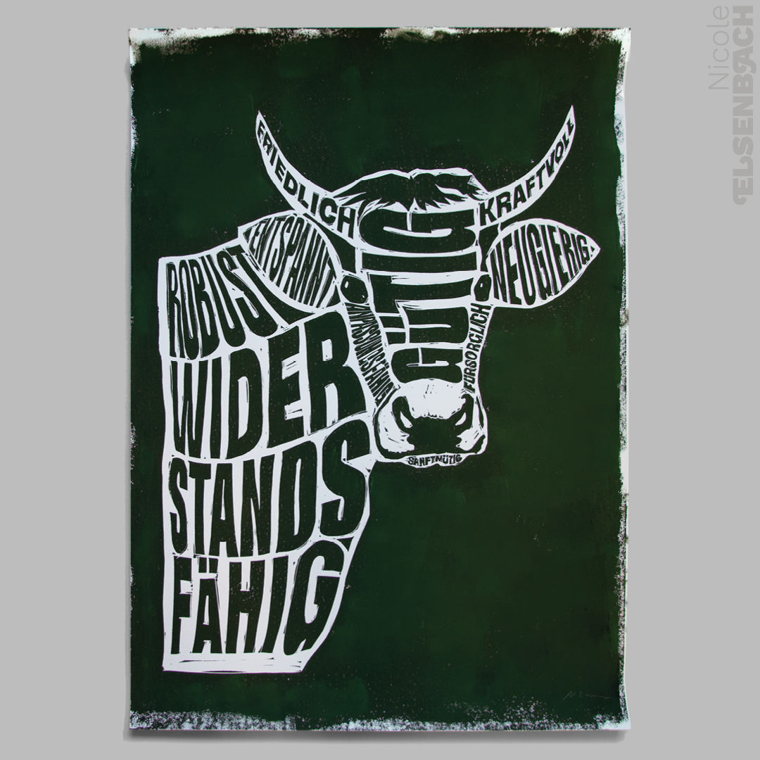 Linoldruck „Schöne Kuh“