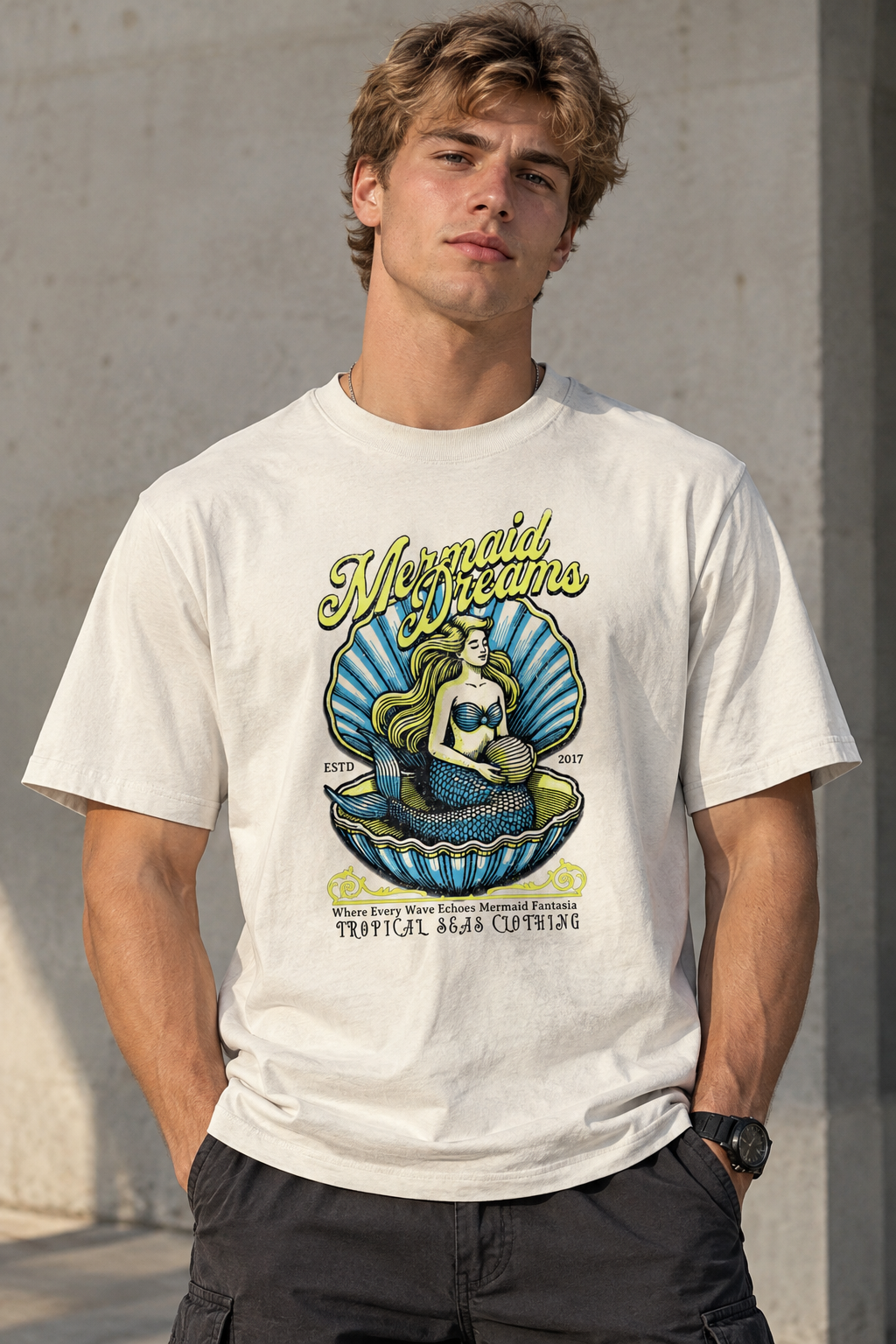 Oversized Mermaid Dreams faded t-shirt