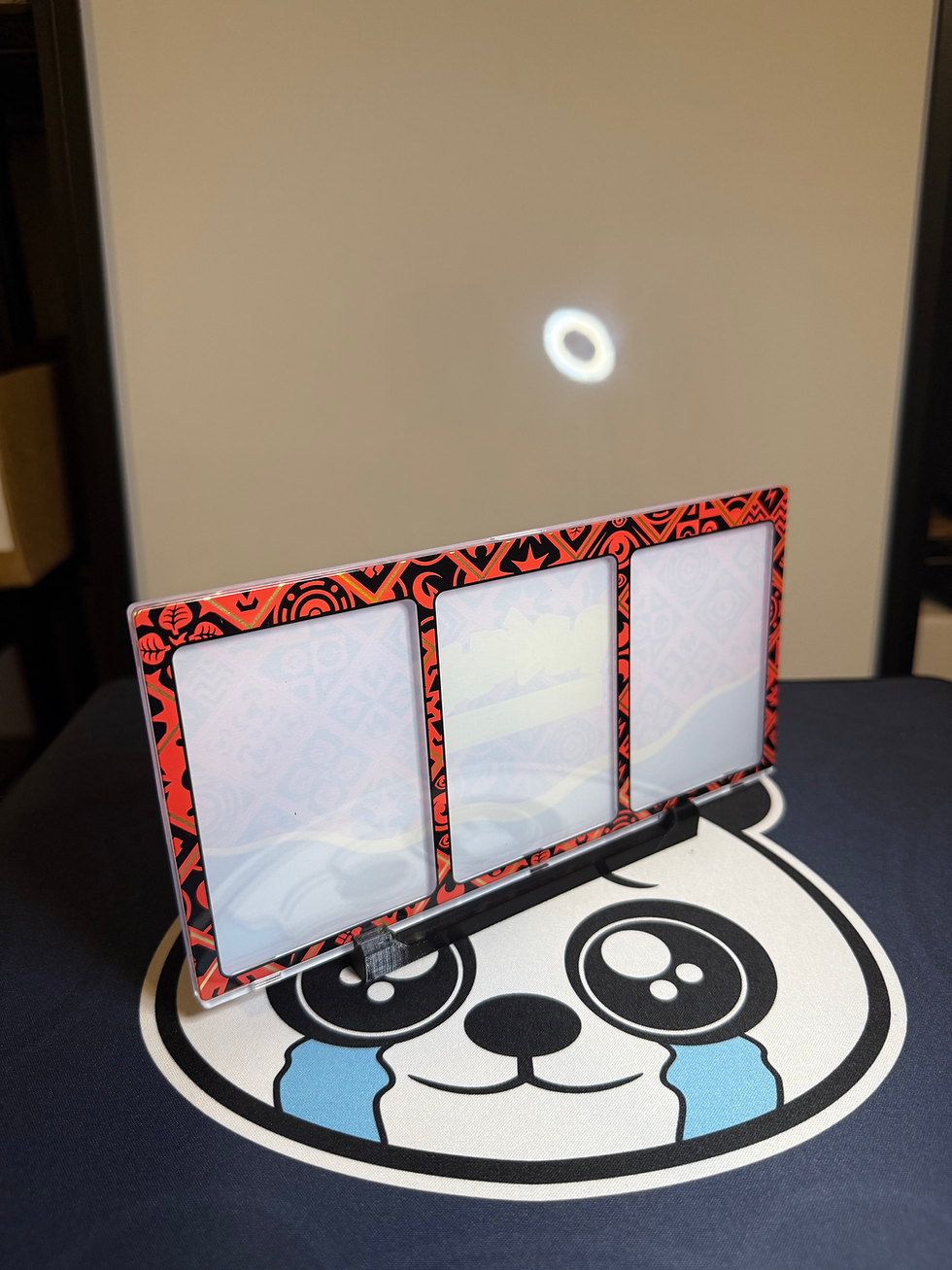 Pokemon TCG Magnetic One Touch 3 Card Protector Display 3D Printed Black Stand Red Frame