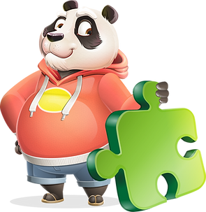 panda holding a puzzle piece