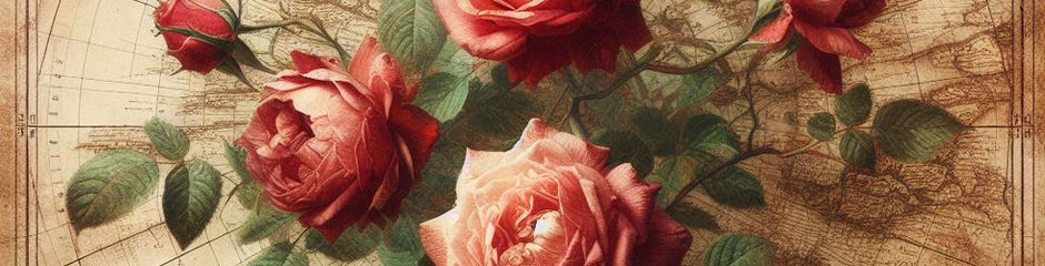 Roses on an antique map.
