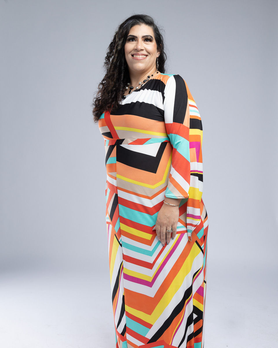 Thumbnail: Multiple Color Stripes Maxi Dress