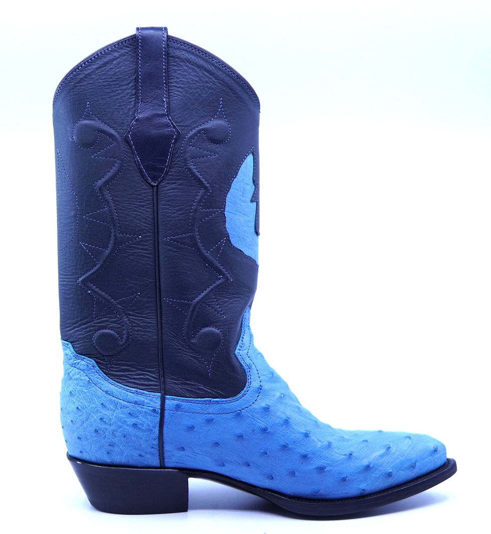 Powder Blue Ostrich Boots US Women's 9EE | maxleatherusa