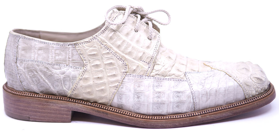 007 Light Gray & Beige Crocodile Hornback Dress Shoe