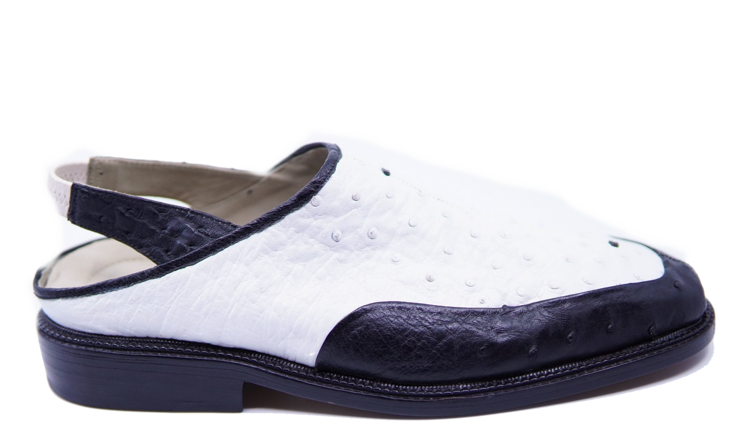 Full Black & White Ostrich Sandals US 11