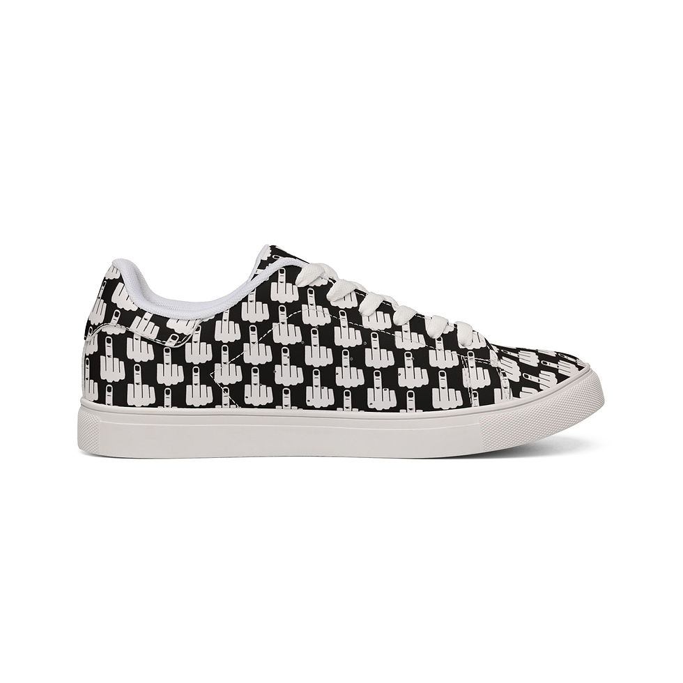 Thumbnail: Black Men's Low Top Leather Sneakers