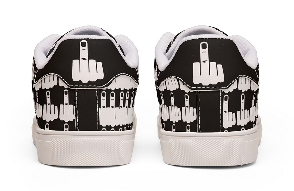Thumbnail: Black Men's Low Top Leather Sneakers