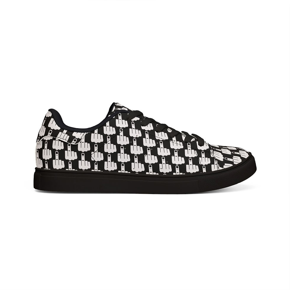 Thumbnail: Black Men's Low Top Leather Sneakers